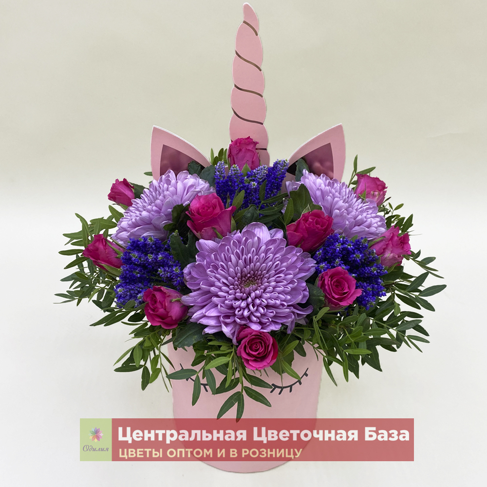Купить Цветы в коробке Сказочный Единорог за 1 руб. в в Мытищах и МО! Доставка круглосуточно
