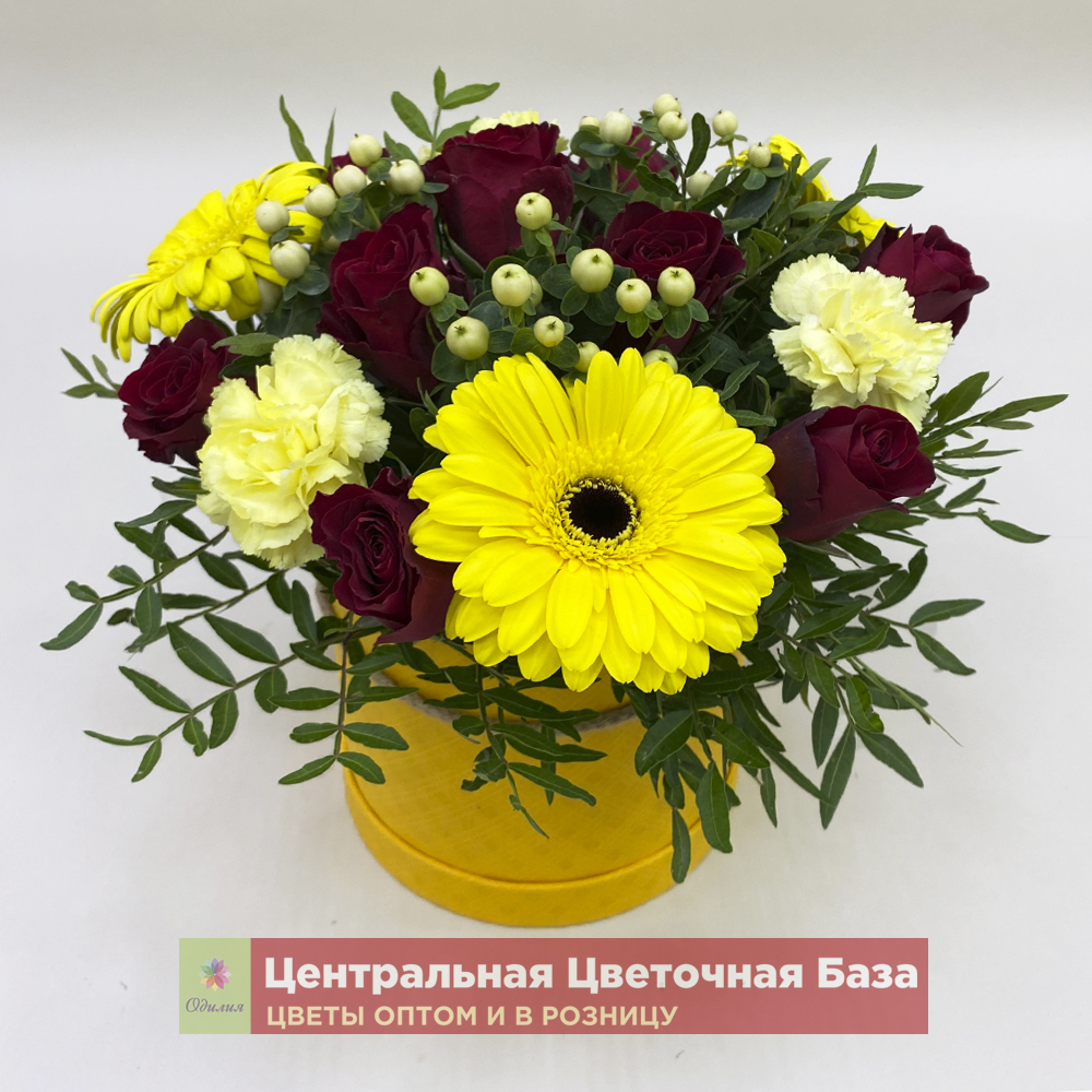 Купить Цветы в коробке Солнечный луч за 1 руб. в в Мытищах и МО! Доставка круглосуточно