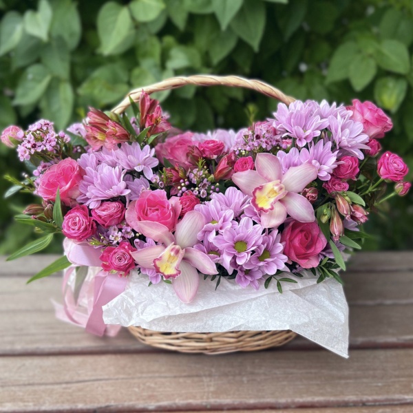 Цветы в корзине серенада для сердца