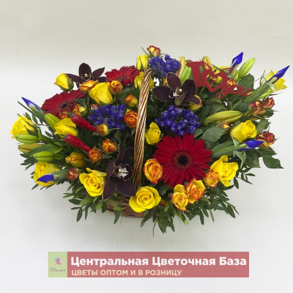 Корзина цветов Радуга
