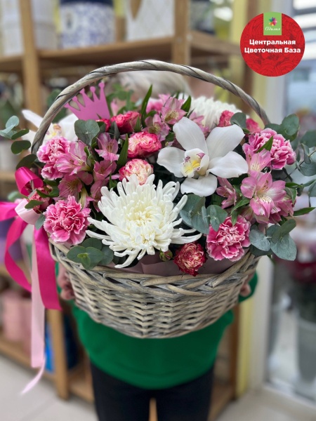 Цветы в корзине Нежный румянец